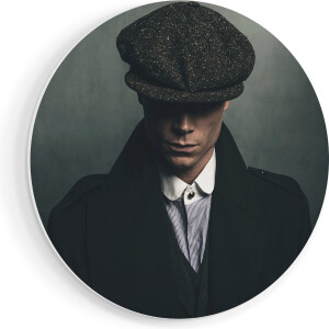 Artaza Forex Muurcirkel Engelse Gangster Met Een Pet Uit Jaren 1920 - 40x40 cm - Klein - Wandcirkel - Rond Schilderij - Wanddecoratie Cirkel