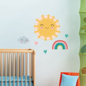 Muurstickers - ZON VERLIEFD OP DE REGENBOOG - transparante zelfklevende achtergrond - 20x25cm