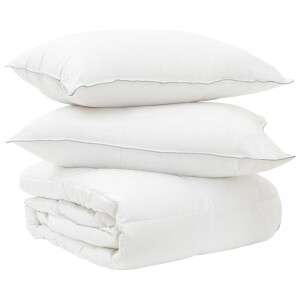 vidaXL - Deken - Set - met - kussen - Wit - 240 - x - 220 - cm - Polyester, - Bamboe