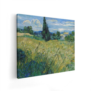 Artaza Canvas Schilderij Landschap Van Gogh - 100x80 cm - Wanddecoratie Tarweveld - Muurdecoratie Cipres - Schilderijen Natuur