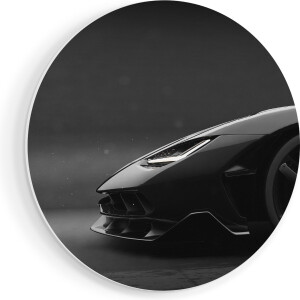 Artaza Forex Muurcirkel Zijaanzicht Zwarte Sportwagen Auto - 40x40 cm - Klein - Wandcirkel - Rond Schilderij - Wanddecoratie Cirkel