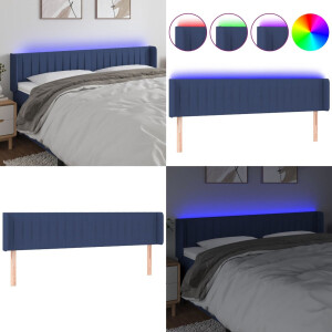 vidaXL - Hoofdbord - LED - 163x16x78/88 - cm - stof - blauw