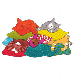 IXXI Dikkie Dik Logeerpartijtje, Dikkie Dik - 100 x 100 cm - Gratis ophangtool - Grote wanddecoratie en posters Babykamer, Kinderkamer, Kinderen, Kat