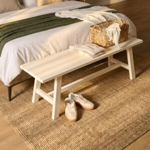 Bank Serra - Hout - Creme/Wit - 120 x 45 x 35 cm (BxHxD)