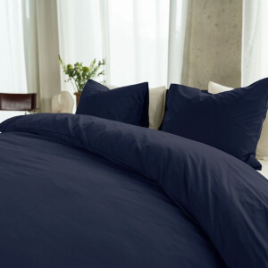 Kayori Kayori Puro Dekbedovertrek Perkal - 140x200-220 + 1 sloop - Eenpersoons - Hotelkwaliteit - Navy