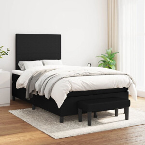 vidaXL - Boxspring - met - matras - stof - zwart - 120x200 - cm