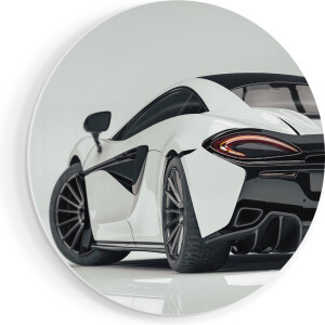 Artaza Forex Muurcirkel Witte Sportwagen Auto - 80x80 cm - Groot - Wandcirkel - Rond Schilderij - Wanddecoratie Cirkel
