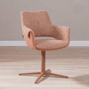 Bronx71® Eetkamerstoel Jules draaibaar bouclé terracotta - stoel