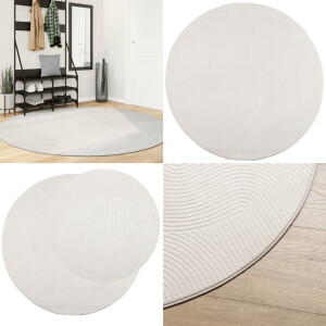 vidaXL Vloerkleed IZA laagpolig Scandinavisch Ø 200 cm crèmekleurig - Vloerkleed - Vloerkleden - Tapijt - Vloerbedekking