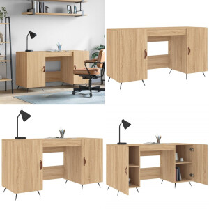 vidaXL Bureau 140x50x75 cm bewerkt hout sonoma eikenkleurig - Bureau - Bureaus - Schrijftafel - Buro