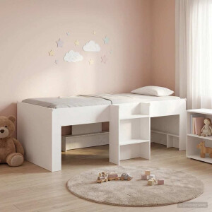 vidaXL - Kinderhoogslaper - Wit - 98,5 - x - 200 - cm - Bewerkt - hout