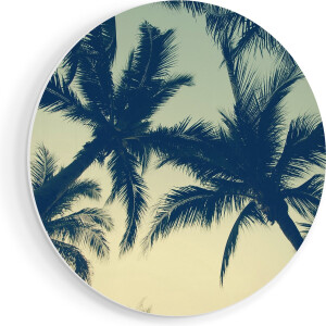 Artaza Forex Muurcirkel Palmbomen Bladeren - 70x70 cm - Wandcirkel - Rond Schilderij - Wanddecoratie Cirkel - Muurdecoratie
