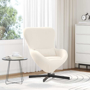 vidaXL - Eivormige - stoel - Crème - 63 - x - 73 - x - 90 - cm - Kratig - Wolachtig - Stof