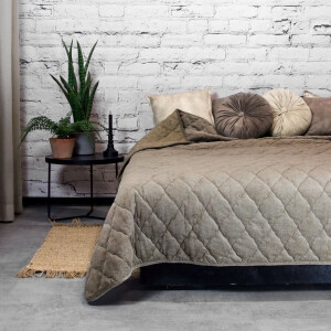 JENNY - Bedsprei - Ruitmotief - Heerlijk zacht - Taupe - 170x220