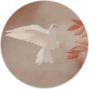 Label2X - Muurcirkel duif - Ø 40 cm - Dibond - Multicolor - Wandcirkel - Rond Schilderij - Muurdecoratie Cirkel - Wandecoratie rond - Decoratie voor woonkamer of slaapkamer