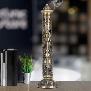 Jhubers Goods - Vintage Relief Ornamenten Bakhoor Brander - Wierookbrander - Geschikt voor Thuisgebruik - Bronstint - Duurzaam - Decoratief - Inclusief Meditatie Kamer Decor - Office Decor - Yoga Kamer Accent