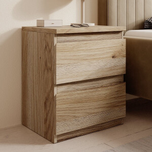 Meubella - Eskar - Nachtkastje - Eikenpatroon - 42x32x49 cm