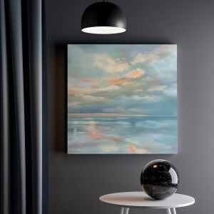 Artaza Canvas Schilderij Wolken boven het Water - 30x30 cm - Klein - Wanddecoratie Woonkamer - Schilderijen - Muurdecoratie