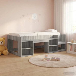 vidaXL - Kinderbedframe - met - opbergruimte - Grijs - Sonoma - 90 - x - 200 - cm