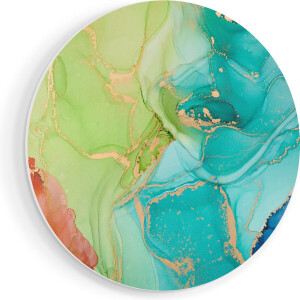 Artaza Forex Muurcirkel Abstracte Kunst - Kleurrijke Marmer - 90x90 cm - Groot - Wandcirkel - Rond Schilderij - Muurdecoratie Cirkel