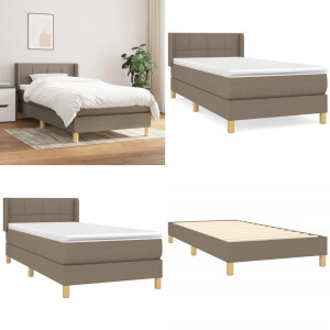 vidaXL Boxspring met matras stof taupe 80x200 cm - Boxspring - Boxsprings - Bed - Slaapmeubel