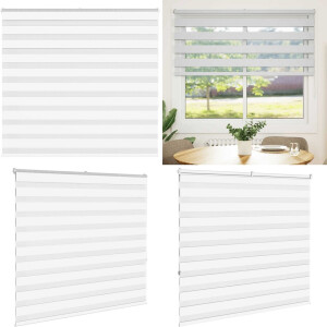 vidaXL Zebra rolgordijn 155x150 cm stofbreedte 150,9cm polyester wit - Zebra Jaloezie - Zebra Jaloezieën - Zebra Rolgordijn - Dubbel Rolgordijn