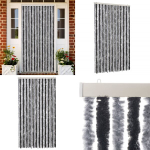 vidaXL Vliegengordijn 100x230 cm chenille grijs en zwart - Vliegengordijn - Vliegengordijnen - Vliegengordijn Deur - Deurgordijn