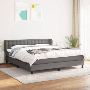 vidaXL Slaapcomfort - Boxspringbed - Boxspring met matras stof donkergrijs 160x200 cm - Boxspring - Donkere Kleuren - Tweepersoonsbed