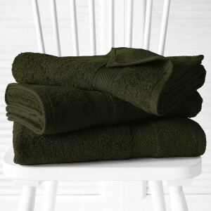De Witte Lietaer Badhanddoek Stephanie Khaki - Set 2 stuks - 70 x 140 cm - Groen - Katoen