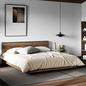 Bed Float 180x200 - Walnoot - Temahome - Tweepersoons Bedkader - Bruin - Fineer; Spaanplaat Tweepersoons Normaal Bed