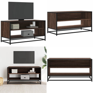 vidaXL Tv-meubel 91x40x46 cm bewerkt hout metaal bruin eikenkleur - Tv-meubel - Tv-meubelen - Tv Kast - Opbergkast