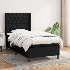 vidaXL - Boxspring - met - matras - stof - zwart - 80x200 - cm