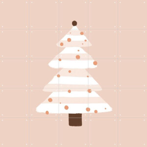 IXXI Blush Christmas Tree, Orara Studio & Various - 100 x 100 cm - Gratis ophangtool - Grote wanddecoratie en posters - Minimalistisch, Illustraties