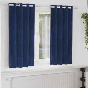 vidaXL - Blackout - Gordijnen - met - Oogjes - 2 - stuks - Donkerblauwe - Velours