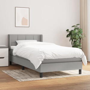 vidaXL - Boxspring - met - matras - stof - lichtgrijs - 100x200 - cm