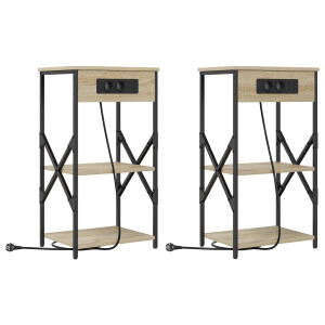 vidaXL - Nachtkastje - 2 - pcs - Sonoma - Eik - 41 - x - 31 - x - 76 - cm - Bewerkt - hout