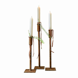 LOBERON 3-delige set kaarsenhouders Viverto antiekbruin