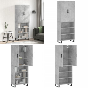 vidaXL Hoge kast 69,5x34x180 cm bewerkt hout betongrijs - Hoge Kast - Hoge Kasten - Dressoir - Opbergrek