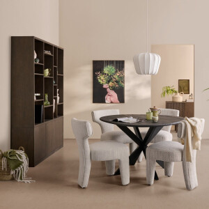 Eetkamerstoel Alby - Textiel - Creme - 54x83x67 cm (BxHxD) - Chenille Stof