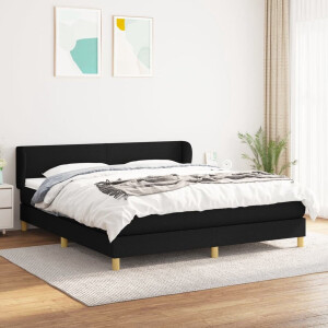vidaXL - Boxspring - met - matras - stof - zwart - 160x200 - cm