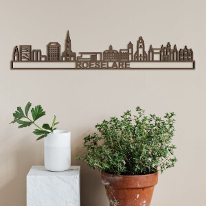 Skyline Roeselare Notenhout 90 Cm Wanddecoratie Voor Aan De Muur Met Tekst City Shapes