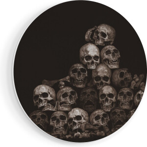 Artaza Forex Muurcirkel Schedels - Doodshoofden - Doodskoppen - 40x40 cm - Klein - Wandcirkel - Rond Schilderij - Wanddecoratie Cirkel