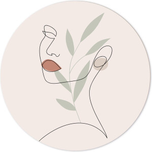 Label2X - Muurcirkel one line drawing - Ø 40 cm - Dibond - Multicolor - Wandcirkel - Rond Schilderij - Muurdecoratie Cirkel - Wandecoratie rond - Decoratie voor woonkamer of slaapkamer