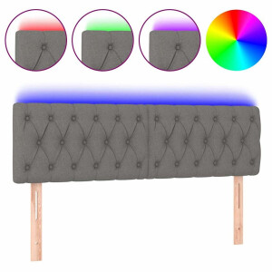 vidaXL - Hoofdbord - LED - 144x7x78/88 - cm - stof - donkergrijs