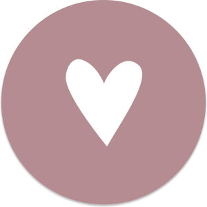 Label2X - Muurcirkel kids hart oudroze - Ø 20 cm - Forex - Multicolor - Wandcirkel - Rond Schilderij - Muurdecoratie Cirkel - Wandecoratie rond - Decoratie voor woonkamer of slaapkamer