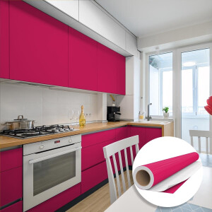Waterdichte zelfklevende vinylsticker op rol per meter - Afwasbare sticker voor keuken, meubels, kasten, deuren - 60 cm x 7 m - Fuchsia