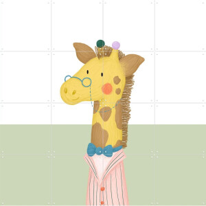 IXXI Giraffe, Studio Phie - 80 x 80 cm - Gratis ophangtool - Grote wanddecoratie en posters - Speels, Cartoonesk, Illustraties, Kleurrijk, Babykamer