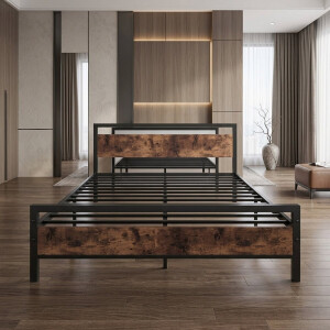 Luxe Industrieel Metalen Tweepersoonsbed 160x200 - 160x200 cm - Zwart - Novihome