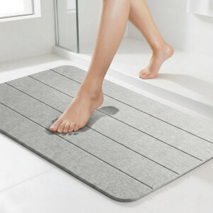 Livni & Co. Diatomite Badmat 60x40 cm – Sneldrogend Binnen 30 Seconden – Anti Schimmel - Antislip Douchemat – Absorberende Stenen Badmat – Grijs