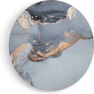 Artaza Forex Muurcirkel Abstracte Kunst Grijs Marmer - 50x50 cm - Klein - Wandcirkel - Rond Schilderij - Muurdecoratie Cirkel